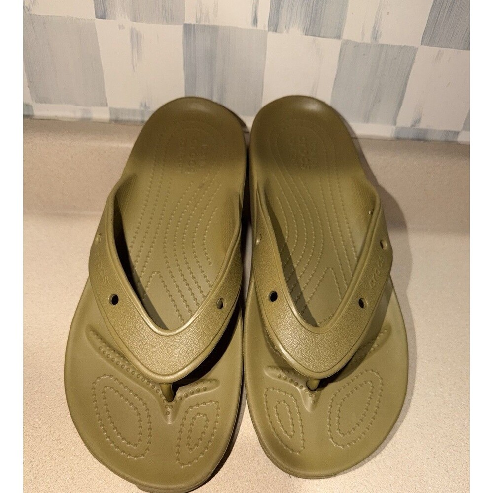 Crocs Modi Sport Flip Flop Sandals Mens Size M12  Khaki Green
